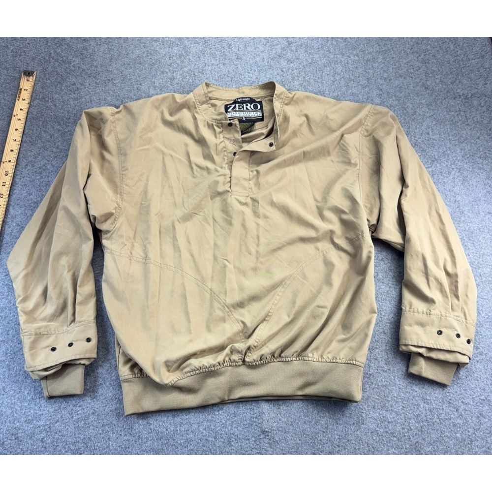 Zero Restriction Men's Golf Wind Pullover Jacket Beige Tan M Lightweight Microfi